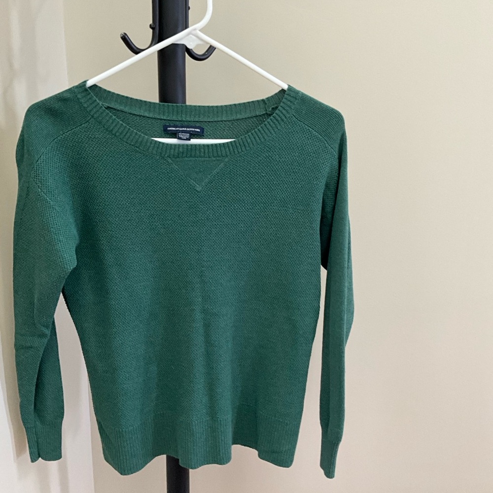 American Eagle Outfitters Forest Green Crew Neck Sweater - Picture 1 of 4